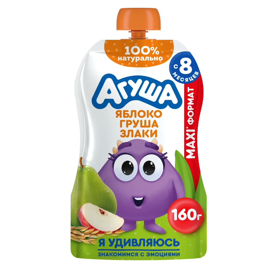 Пюре из яблока и груши со злаками