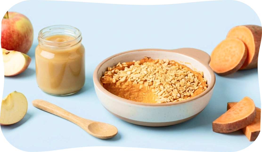 Каша‑пюре из батата и яблока с рисовой корочкой