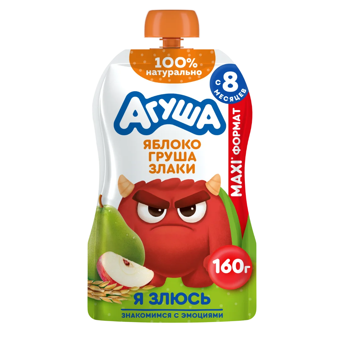 Пюре из яблока и груши со злаками