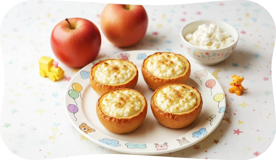 Печёные яблочные корзиночки с творожной начинкой